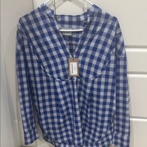 Rachel Comey Blue Plaid Blouse